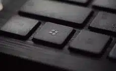black laptop computer keyboard in closeup photo